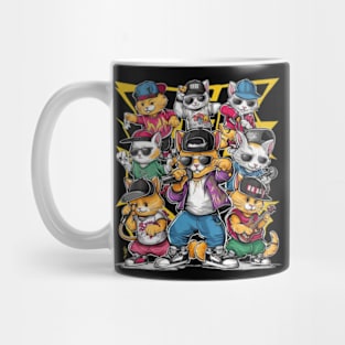 Cute cat gang with hand drawn cartoon. Hip Hop style Mug